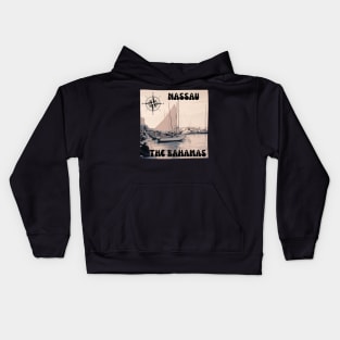 1960s Harbor Sailboat Scene in Nassau, The Bahamas Kids Hoodie